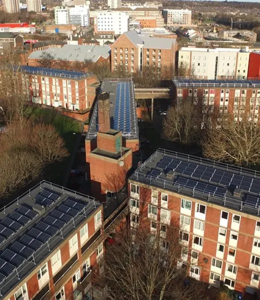 Completed solar installation on Newcastle City Council housing stock