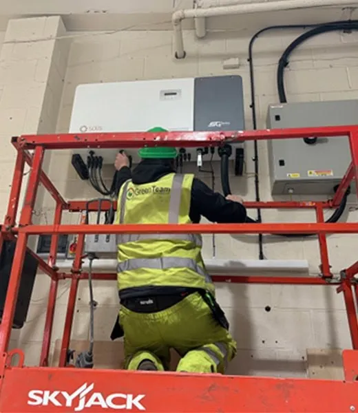 The 128.76 kWp system during installation at the ambulance station